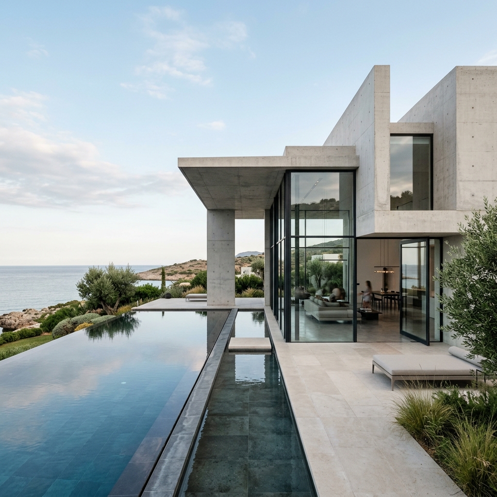 Arquitetura contemporânea de concreto e vidro